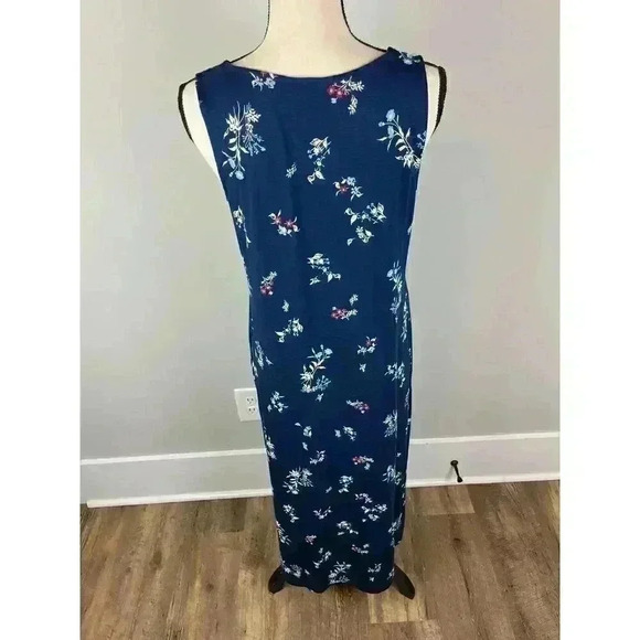 J. Jill Sleeveless Maxi Dress Womens PS Long Floral Pockets Stretch Spandex Blue - Picture 5 of 12